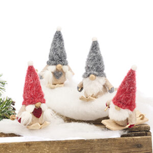 Skiing Santa gnomes, textile, 11CM, 4 ASS.