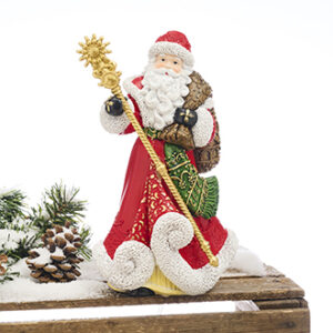 Santa with cane, poly. 25X15CM