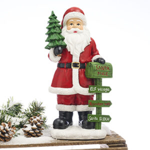 Santa Claus w. mailbox, poly. 35X18CM