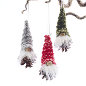Santa, knitted hat, hanging, textile, 10CM, 3 ASS.