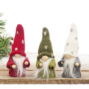 Standing Santa gnome, textile, 8CM, 3 ASS.