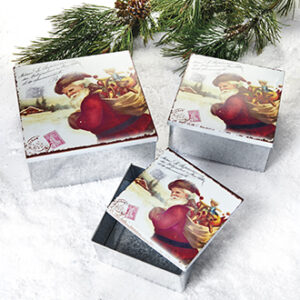Square metal boxes, Christmas motive, '3/SET