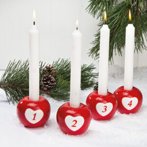 Red ceramic candle holders, 1-4, 7CM, 4/BOX