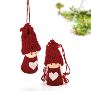 Wooden santa, knitted hat, to hang, 3CM, 2 ASS.