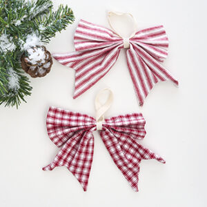 Decoration bow, strpes, tartan, textile, 23X18CM, 2 ASS.