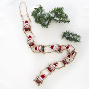 Garland, 8 pixies on ladder, textile, 110cm