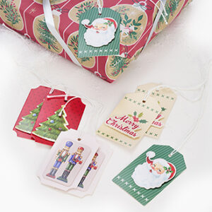 Gift tags w. string, - 8X5CM, 8/BAG