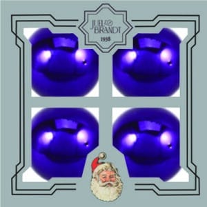 Glass ornaments, shiny purple, 4cm. balls,light grey gift box 4/box