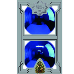 Glass ornaments, shiny blue, 8cm. balls,light grey gift box, 2/box