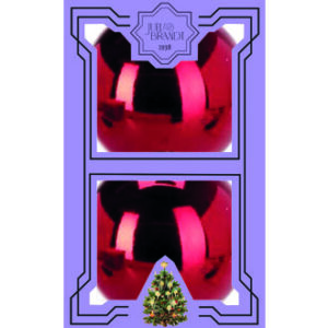 Glass ornaments, shiny red, 8cm. balls, purple gift box, 2/box