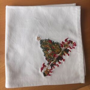 Dinner napkin, embroidered christmas tree, fabric, 40x40cm 2/bag