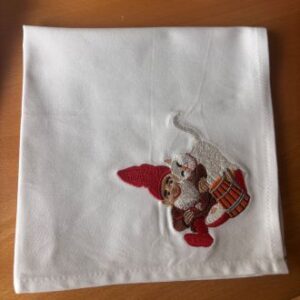Dinner napkin, embroidered pixy & cat, fabric, 40x40cm 2/bag
