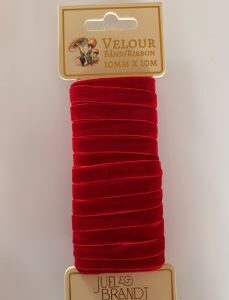 Velour ribbon red 10mmX10m,