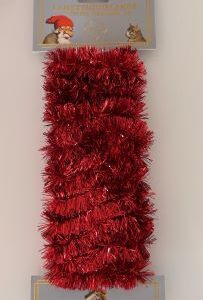 Tinsel garland, red, 3M, Ø:3cm